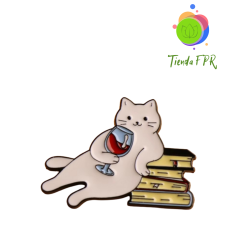 Pin Gato con copa de vino
